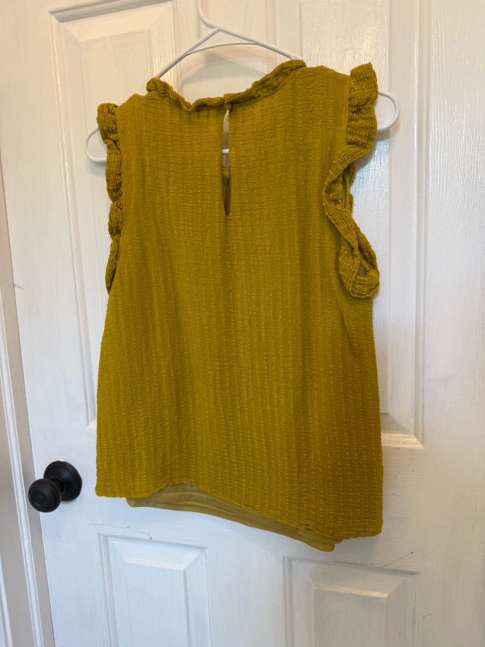 THML Chartreuse Ruffle Tank with Embroidery - Picture 3 of 3